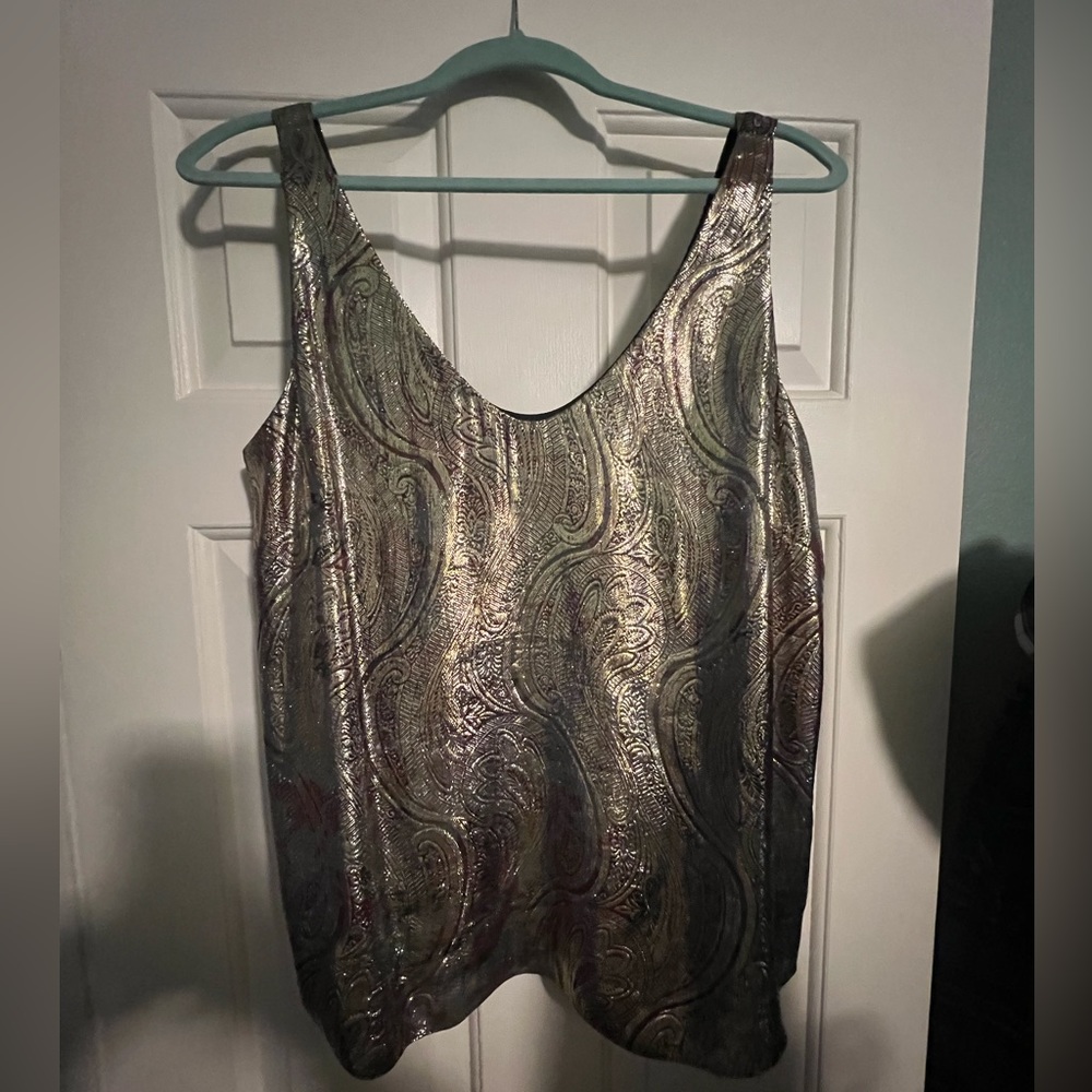 J Crew Metallic silk blousey tank - Picture 1 of 3
